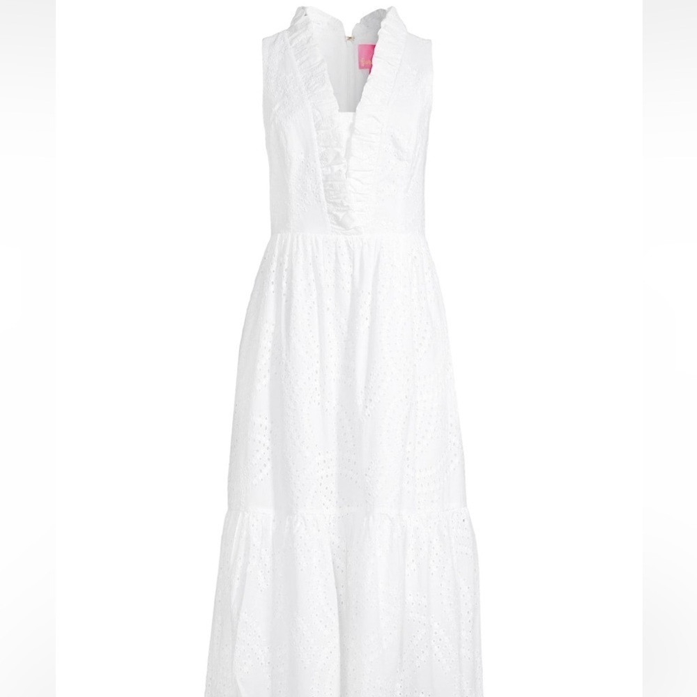 Lilly Pulitzer Shandi Dress size 12 resort white paradise swirl eyelet NWT
